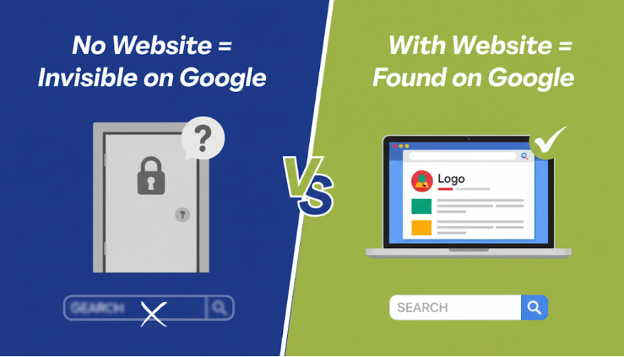 Comparison of business visibility with and without a website
