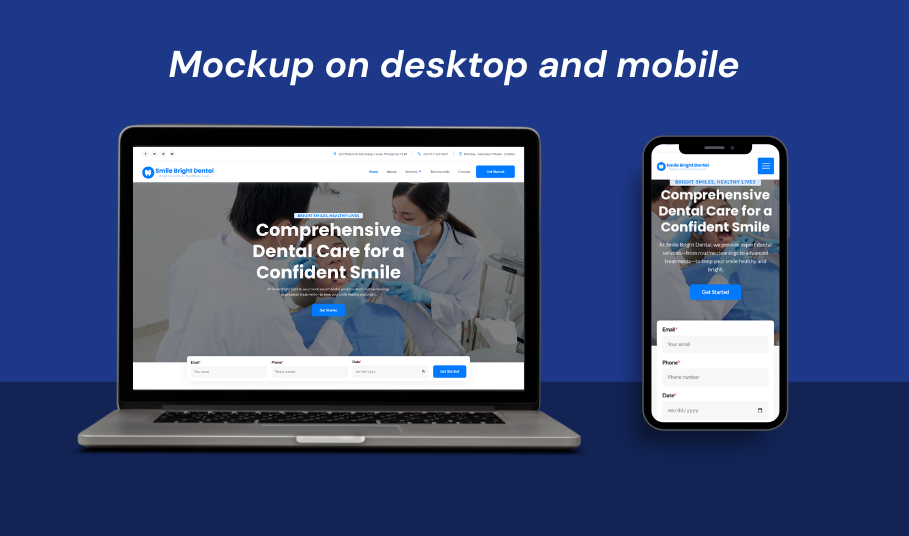 Responsive website design on mobile and desktop