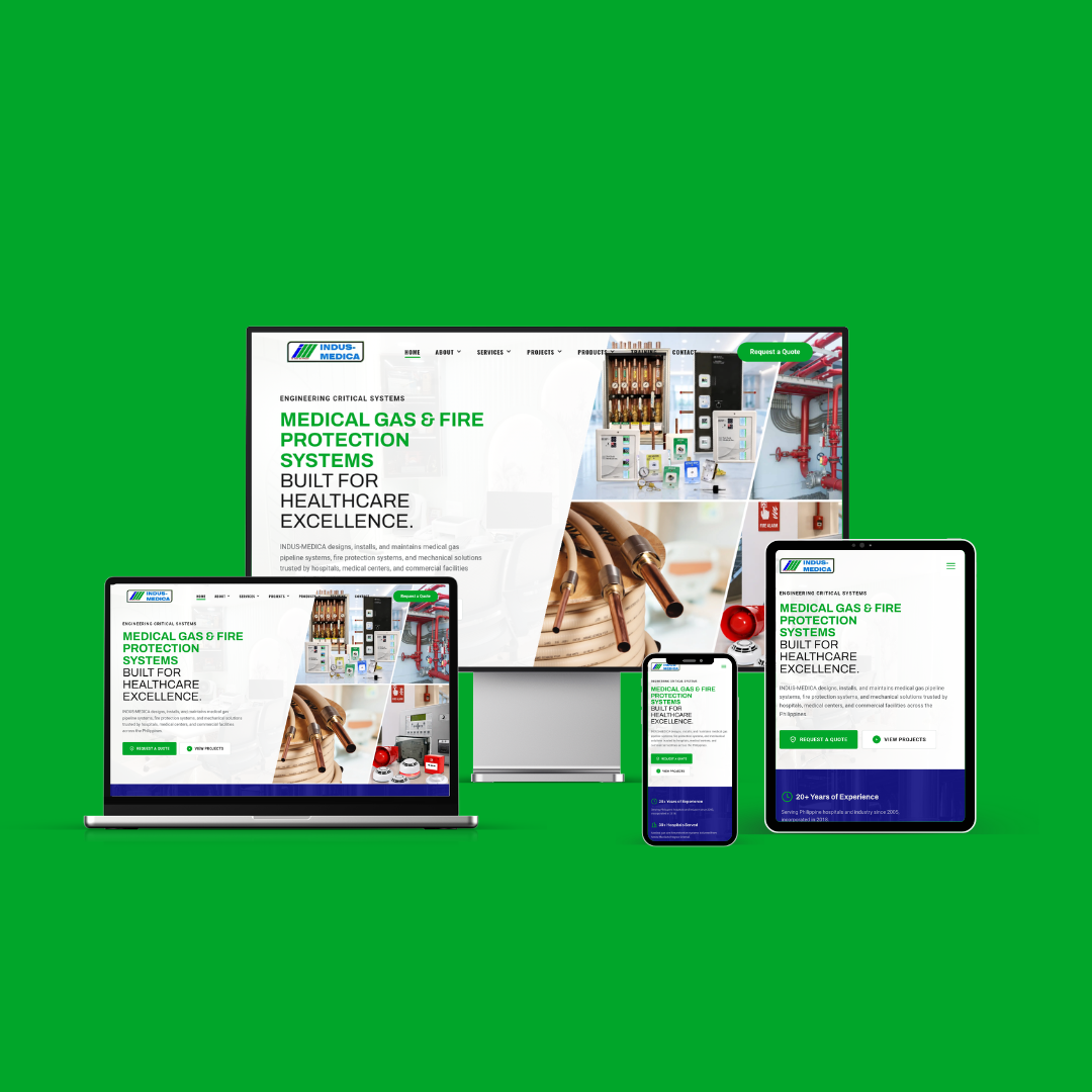 Indus-Medica Supply and Installation Services website